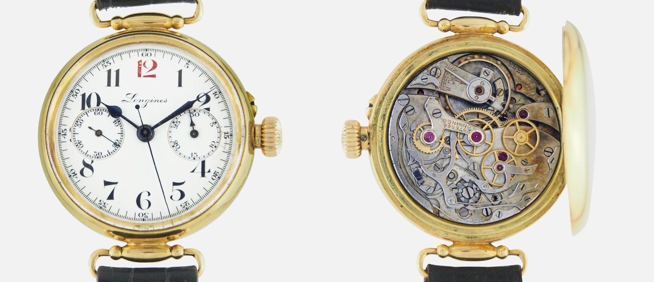 Longines calibre 13.33Z monopusher wrist chronograph, dial and movement