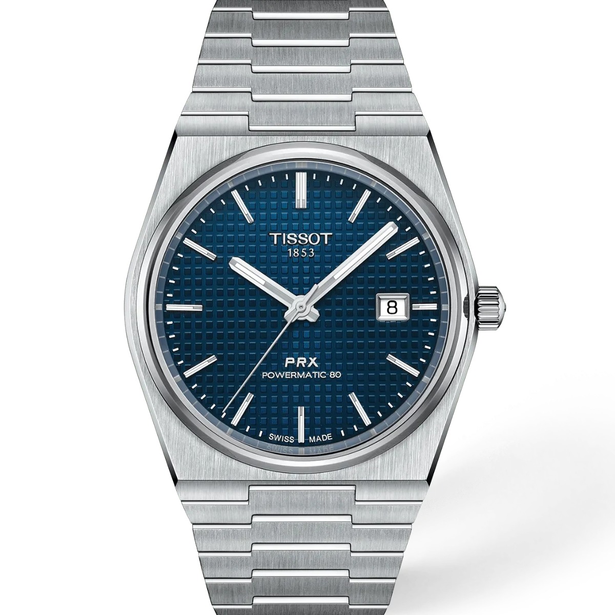 Tissot PRX 40 Powermatic 80, blue dial, steel integrated bracelet